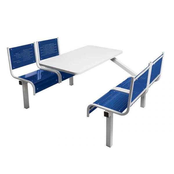4 Seater Single Entry Premium Canteen Furniture - Blue Seats