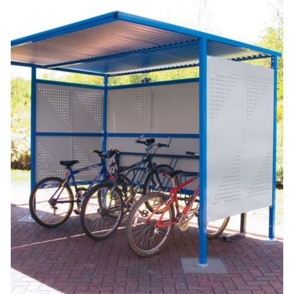 Traditional Cycle Shelter - Initial - Open Back, Galvanised Sides